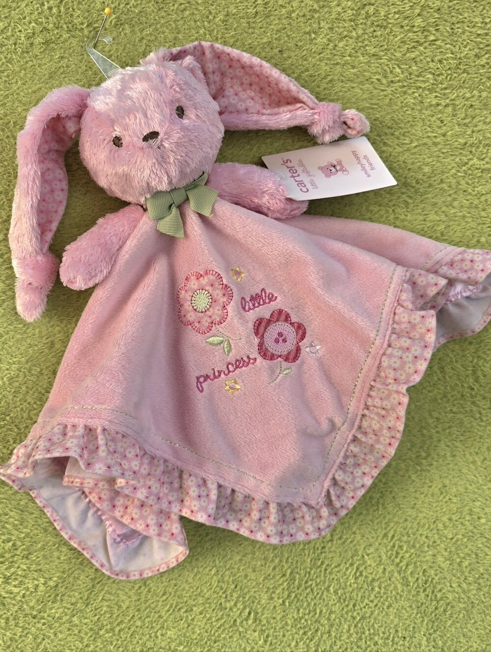 NWT  VHTF MINT Baby GIRL Pink BUNNY RABBIT Security Blanket LITTLE PRINCESS (Q5)
